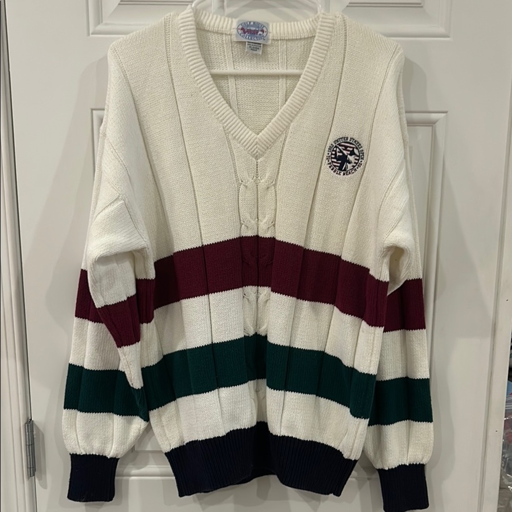 Vintage Pebble Beach V-Neck Sweater with Stripes 1992 US Open